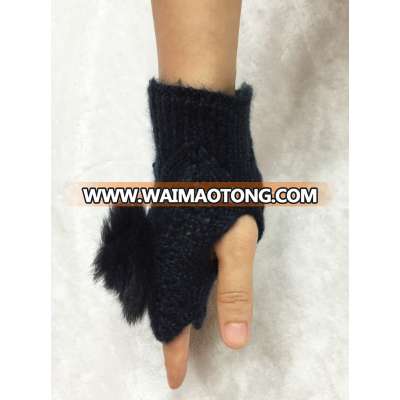 Fashion new coming pretty good yiwu factory directly adult crochet mohair acrylic girls hot designer winter knitted fur gloves