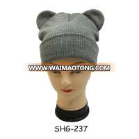 2017 Fashion new arrival Canada cute solid grey beautiful girl cozy warm acrylic ear knitted caps for winter